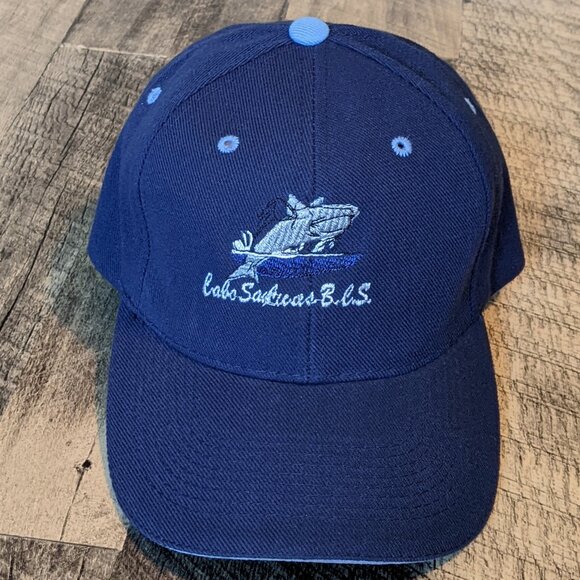 Cabo San Lucas Hat Embroidered Humpback Whale Blue Baseball Cap - Picture 1 of 6